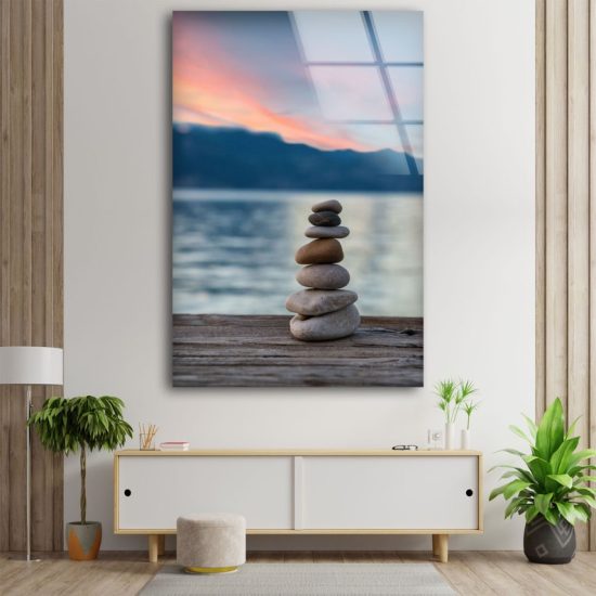 Tempered Glass Wall Art Oversized Balanced Stones Wall Art Zen Stones Wall Art Stacked Stones Wall Art Yoga Decor Art