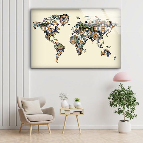 Tempered Glass Wall Art Valentines Decor Glass Printing Stained Wall Art Wall Hanging World Map Wall Art Mosaic Wall Art 1