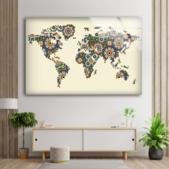 Tempered Glass Wall Art Valentines Decor Glass Printing Stained Wall Art Wall Hanging World Map Wall Art Mosaic Wall Art 2