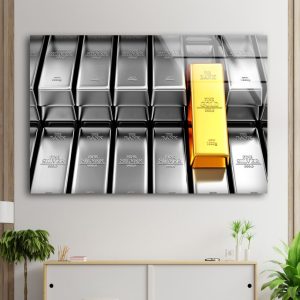 Tempered Glass Wall Art Valentines For Him Glass Printing Wall Hanging Gold Ingot Wall Art Bitcoin Wall Art
