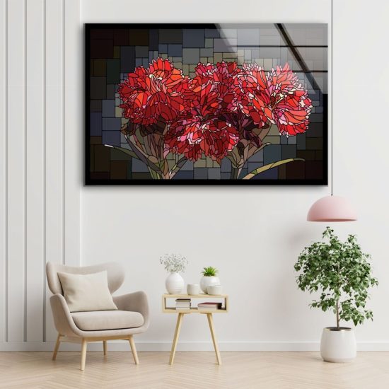 Tempered Glass Wall Decor Abstract Wall Art Modern Wall Art Red Flower Stained Wall Art 2