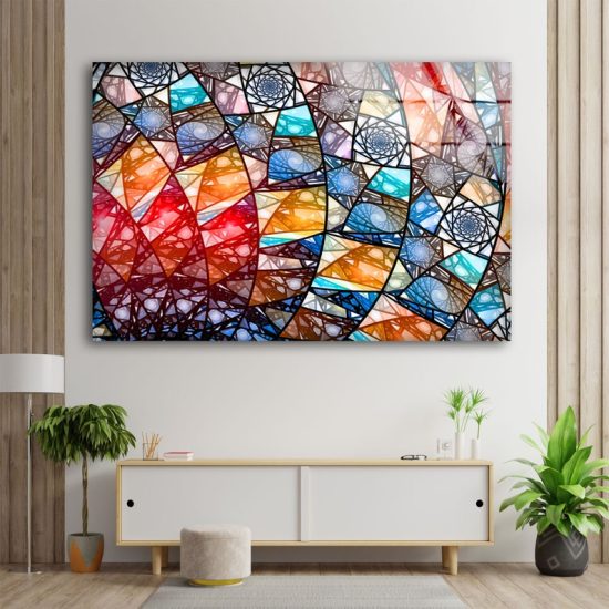 Tempered Glass Wall Decor Abstract Wall Art Stained Glass Wall Art Fractal Wall Art 1