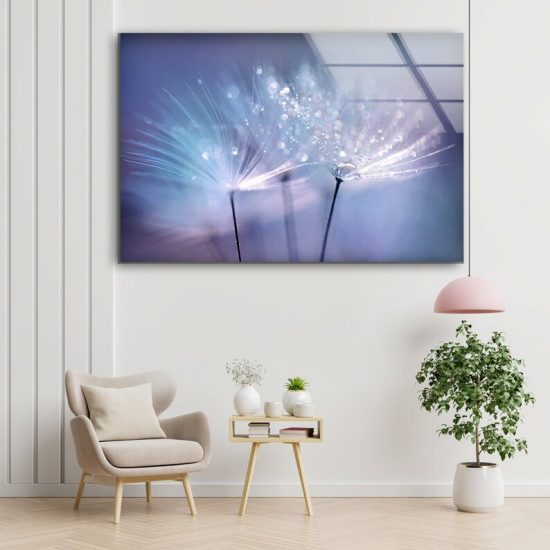 Tempered Glass Wall Decor Glass Printing Dandelion Wall Art Flowers Wall Art 2