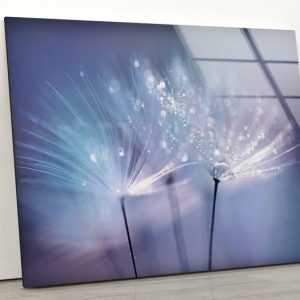 Tempered Glass Wall Decor Glass Printing Dandelion Wall Art Flowers Wall Art