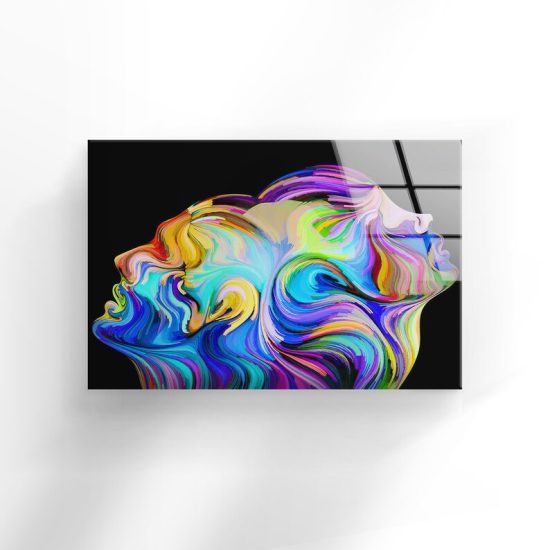 Tempered Glass Wall Decor Glass Printing Wall Hangings Abstract Abstract Woman Face 1
