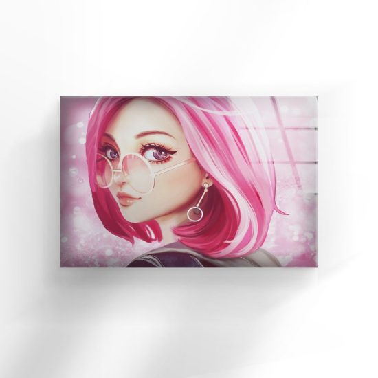 Tempered Glass Wall Decor Glass Printing Wall Hangings Abstract Anime Girl 1