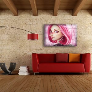 Tempered Glass Wall Decor Glass Printing Wall Hangings Abstract Anime Girl 2