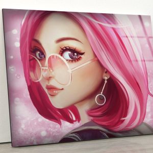 Tempered Glass Wall Decor Glass Printing Wall Hangings Abstract Anime Girl