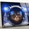 Tempered Glass Wall Decor Glass Printing Wall Hangings Abstract Astronaut Cat