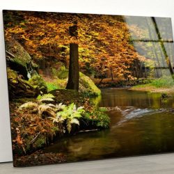 Tempered Glass Wall Decor Glass Printing Wall Hangings Abstract Autumn