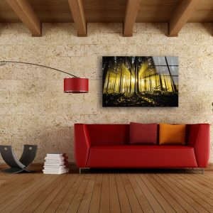 Tempered Glass Wall Decor Glass Printing Wall Hangings Abstract Autumn Forest 2