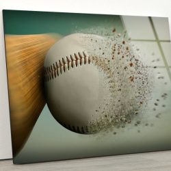 Tempered Glass Wall Decor Glass Printing Wall Hangings Abstract Baseball Hit