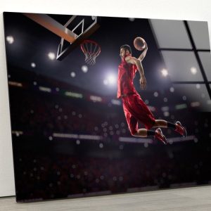 Tempered Glass Wall Decor Glass Printing Wall Hangings Abstract Basketball Player