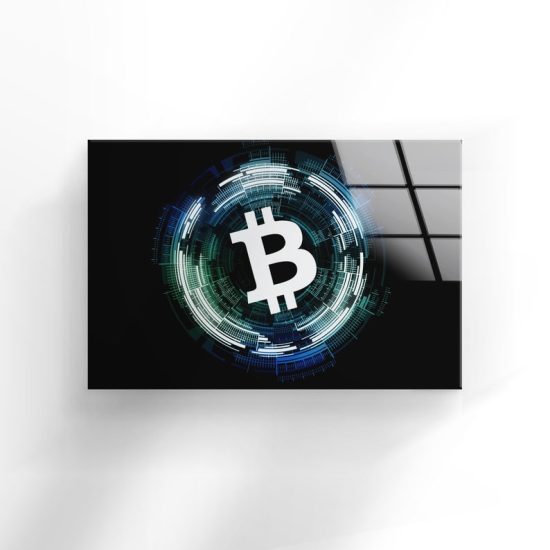 Tempered Glass Wall Decor Glass Printing Wall Hangings Abstract Bitcoin 1 1
