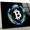 Tempered Glass Wall Decor Glass Printing Wall Hangings Abstract Bitcoin