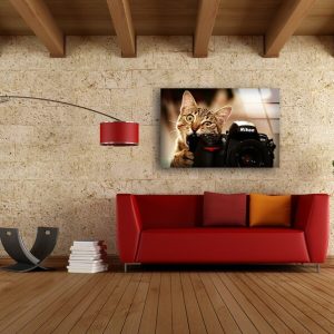 Tempered Glass Wall Decor Glass Printing Wall Hangings Abstract Cat Camera 2