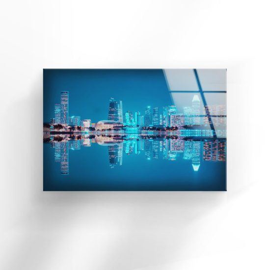 Tempered Glass Wall Decor Glass Printing Wall Hangings Abstract City View Night 1