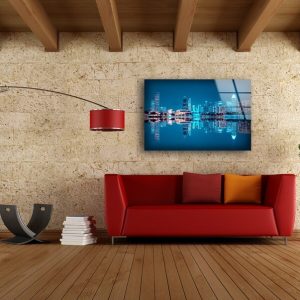 Tempered Glass Wall Decor Glass Printing Wall Hangings Abstract City View Night 2