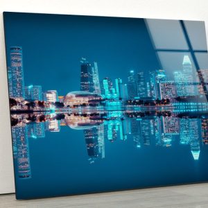 Tempered Glass Wall Decor Glass Printing Wall Hangings Abstract City View Night