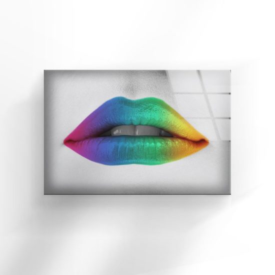 Tempered Glass Wall Decor Glass Printing Wall Hangings Abstract Colorful Lips 1