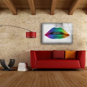 Tempered Glass Wall Decor Glass Printing Wall Hangings Abstract Colorful Lips 2