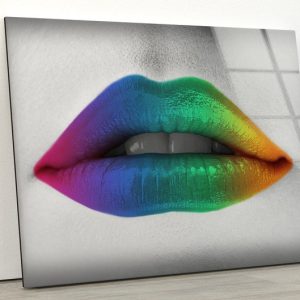 Tempered Glass Wall Decor Glass Printing Wall Hangings Abstract Colorful Lips