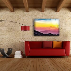 Tempered Glass Wall Decor Glass Printing Wall Hangings Abstract Colorful Mountains 2
