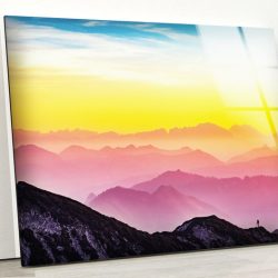 Tempered Glass Wall Decor Glass Printing Wall Hangings Abstract Colorful Mountains