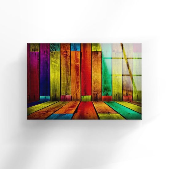 Tempered Glass Wall Decor Glass Printing Wall Hangings Abstract Colorful Wooden 1 2