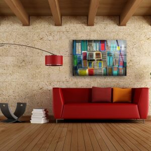 Tempered Glass Wall Decor Glass Printing Wall Hangings Abstract Colorful Wooden 2 3