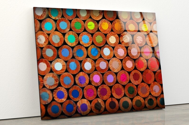 Tempered Glass Wall Decor Glass Printing Wall Hangings Abstract Colorful Wooden