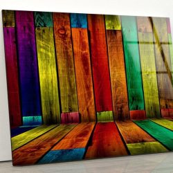 Tempered Glass Wall Decor Glass Printing Wall Hangings Abstract Colorful Wooden