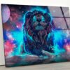 Tempered Glass Wall Decor Glass Printing Wall Hangings Abstract Cool Neon Lion