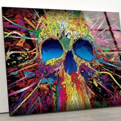 Tempered Glass Wall Decor Glass Printing Wall Hangings Abstract Cool Skull