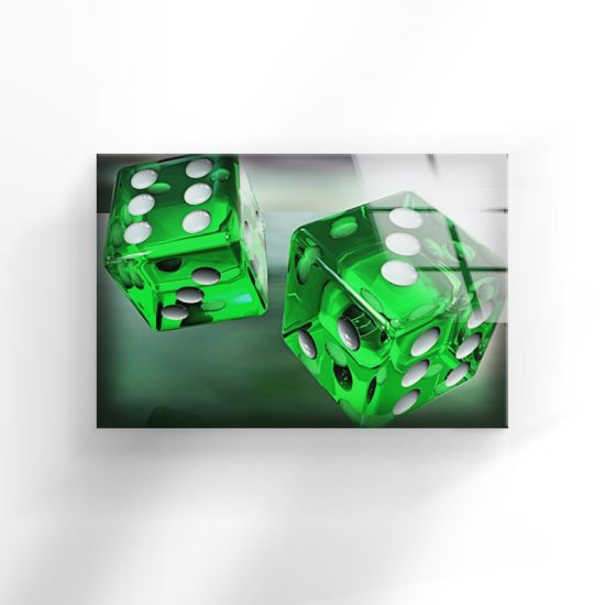 Tempered Glass Wall Decor Glass Printing Wall Hangings Abstract Dice Cool Green 1
