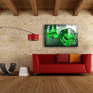 Tempered Glass Wall Decor Glass Printing Wall Hangings Abstract Dice Cool Green 2