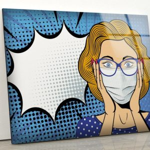 Tempered Glass Wall Decor Glass Printing Wall Hangings Abstract Face In Mask