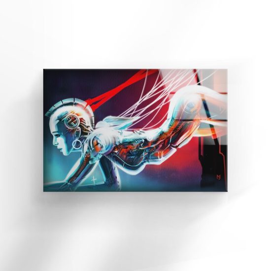 Tempered Glass Wall Decor Glass Printing Wall Hangings Abstract Female Robot 1