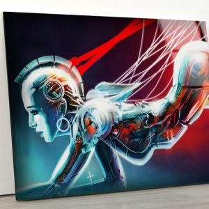 Tempered Glass Wall Decor Glass Printing Wall Hangings Abstract Female Robot