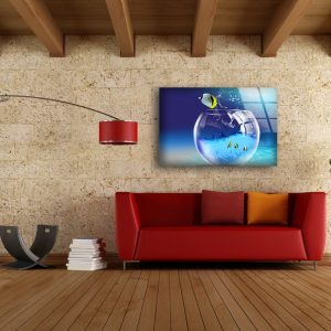 Tempered Glass Wall Decor Glass Printing Wall Hangings Abstract Fish Aquarium 1