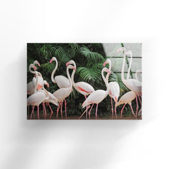 Tempered Glass Wall Decor Glass Printing Wall Hangings Abstract Flamingos 2