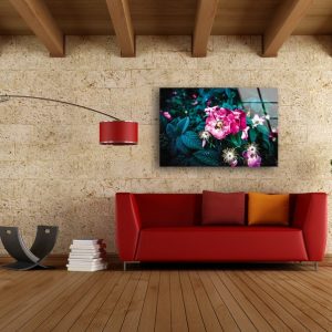 Tempered Glass Wall Decor Glass Printing Wall Hangings Abstract Flower 1 4