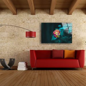Tempered Glass Wall Decor Glass Printing Wall Hangings Abstract Flower 3D Art 2