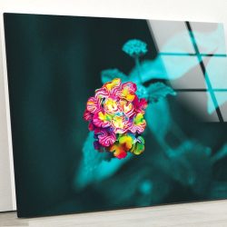Tempered Glass Wall Decor Glass Printing Wall Hangings Abstract Flower 3D Art