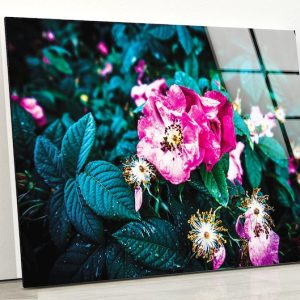 Tempered Glass Wall Decor Glass Printing Wall Hangings Abstract Flower