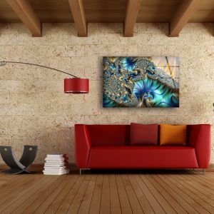 Tempered Glass Wall Decor Glass Printing Wall Hangings Abstract Fractal 1