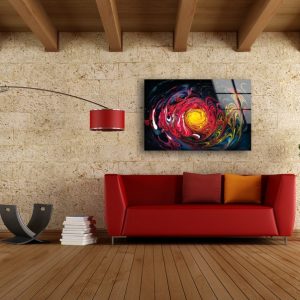 Tempered Glass Wall Decor Glass Printing Wall Hangings Abstract Fractal Oil Painting 2