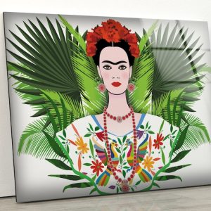 Tempered Glass Wall Decor Glass Printing Wall Hangings Abstract Frida Kahlo