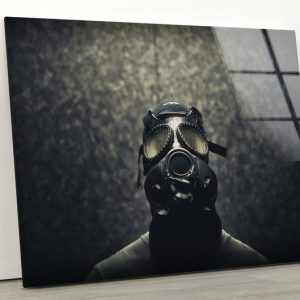 Tempered Glass Wall Decor Glass Printing Wall Hangings Abstract Gas Mask Mask