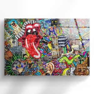 Tempered Glass Wall Decor Glass Printing Wall Hangings Abstract Graffiti 1